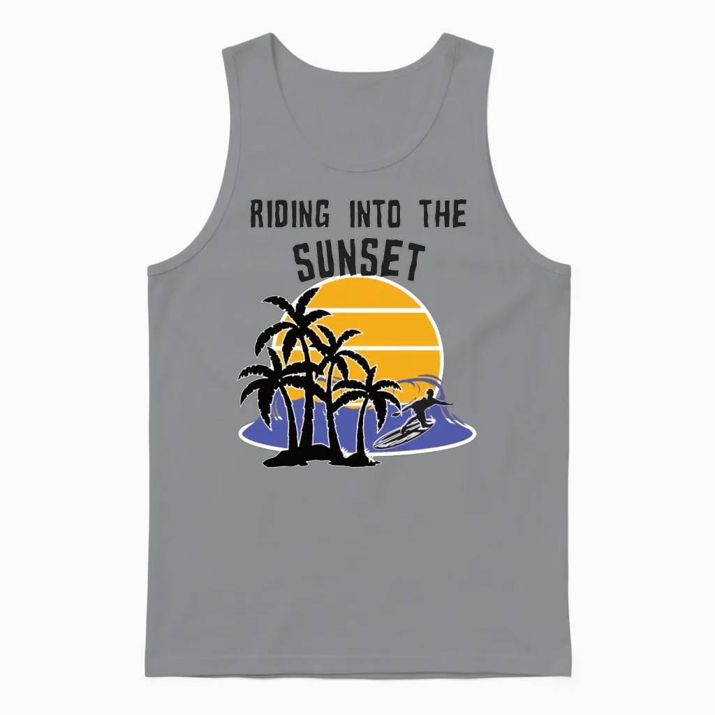 Riding into the Sunset Vacation Unisex Tank Top in Sport Grey