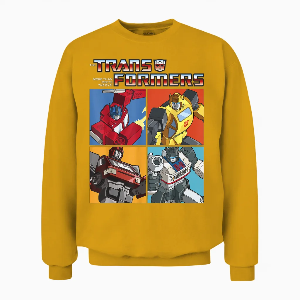 Transformers Retro Autobots Box Up Logo Unisex Sweatshirt in Gold