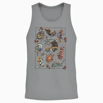 The Witcher Monster Tattoo Flash Officially Licensed Unisex Tank Top - Sport Grey