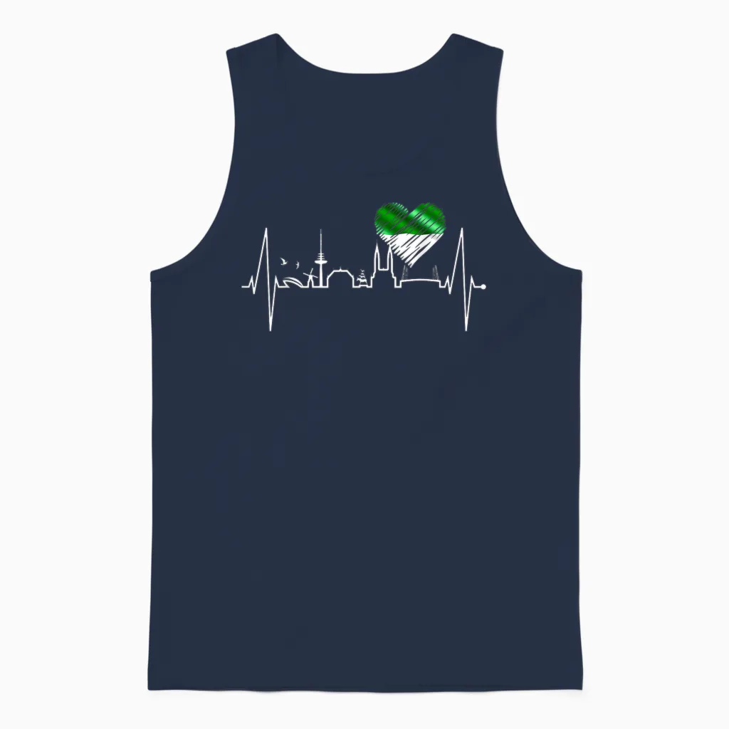 Bremen Skyline Bremer Herzschlag Fan Herz Ich Liebe Bremen T-Shirt, Black Unisex Tank Top in Navy