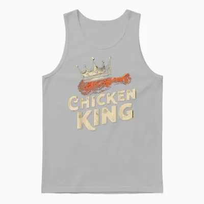 Fried Chicken Food Funny Fried Chicken King Cool Love Men's T-Shirt, Black, S Unisex Tank Top - Ash