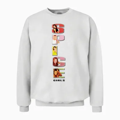 Official Spice Girls Stacked T-Shirt Logo, White Unisex Sweatshirt - White