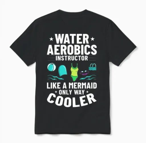Water Aerobic Aqua Aquafit Fitness Workout Unisex T-Shirt in Black