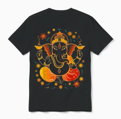 Hindu Ganesh Puja Elephant God India Meditation Yoga Murti T-Shirt, Black, S Unisex T-Shirt - Black