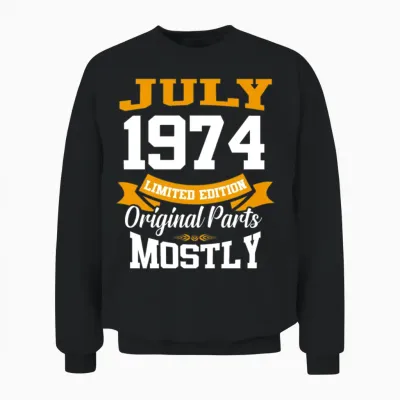 July 1974 Vintage Birthday Present Unisex Sweatshirt - Black