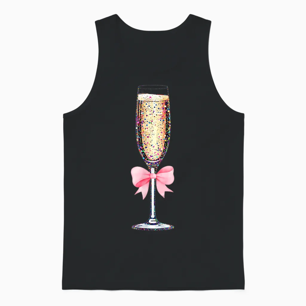 Coquette Champagne Glass Happy New Year 2026 Party Women Unisex Tank Top in Black