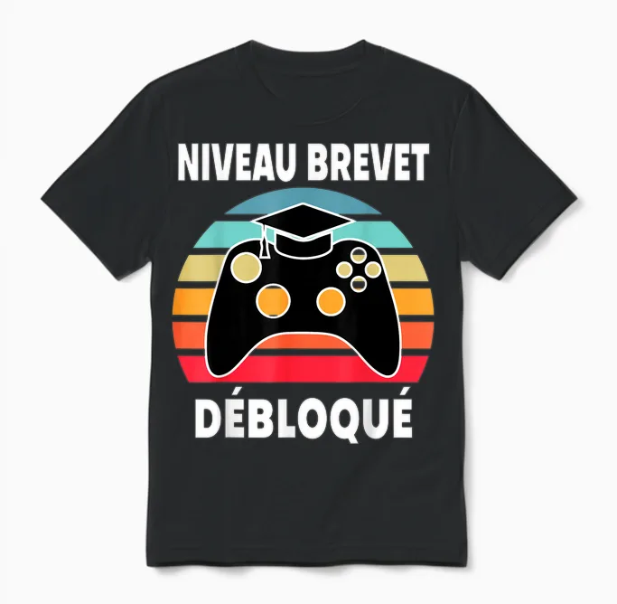 Réussite Brevet Diplôme Collège Vintage Collégien Gaming Ado Unisex T-Shirt in Black