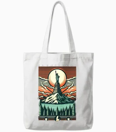 Retro Statue of Liberty Tote Bags - White