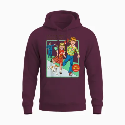 Run Away from Our Problems Sarcastic Retro Funny Adult Humor Unisex Hoodie - Maroon