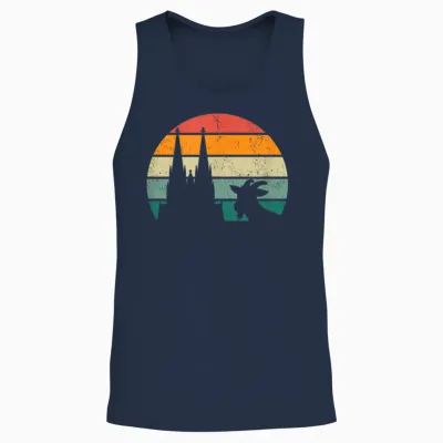 Cologne, My Town! Geißbock with Cathedral and Moon. Cologne Pride T-Shirt, Black Unisex Tank Top - Navy