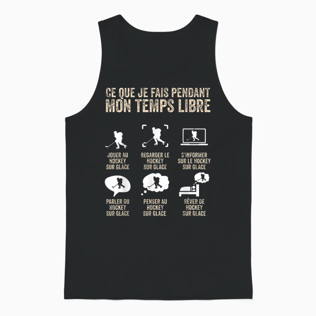 Funny Play Ice Hockey T-Shirt, Black, S Unisex Tank Top in Black