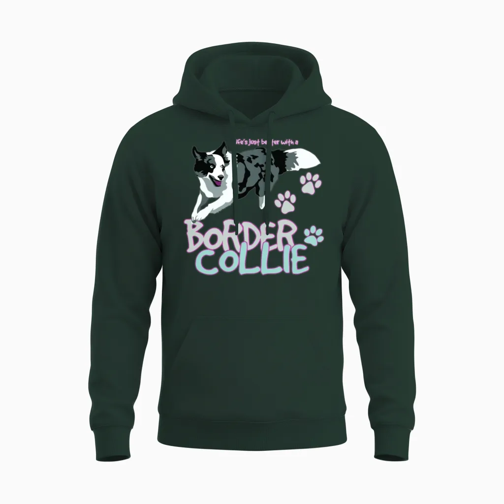 Border Collie Life Unisex Hoodie in Forest