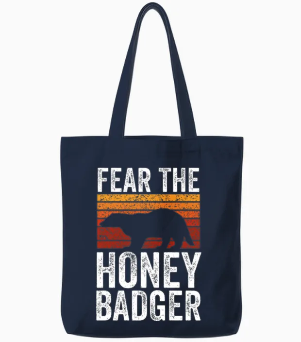 Retro Fear the Honey Badger Tote Bags - Navy