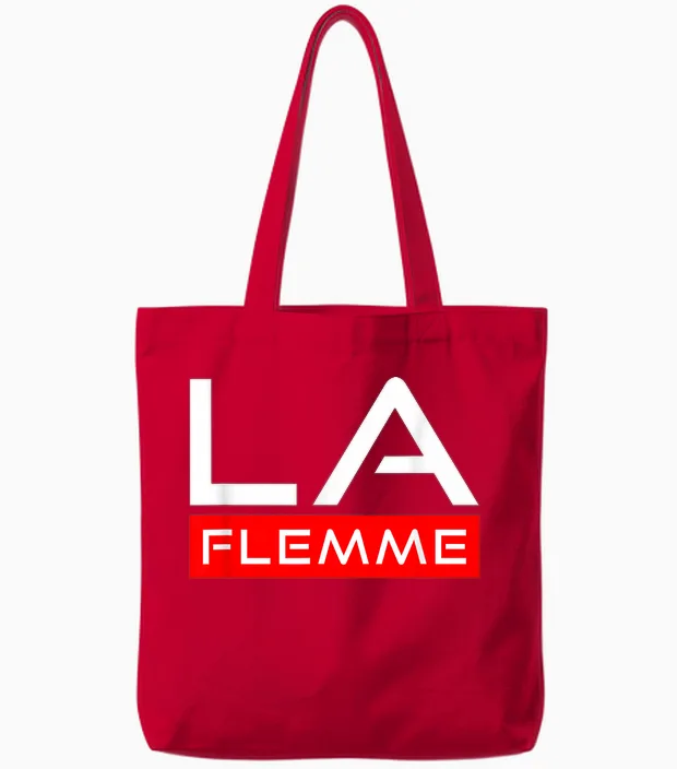 La Flemme Gift Man Woman Humour Original Birthday Tote Bags in Red