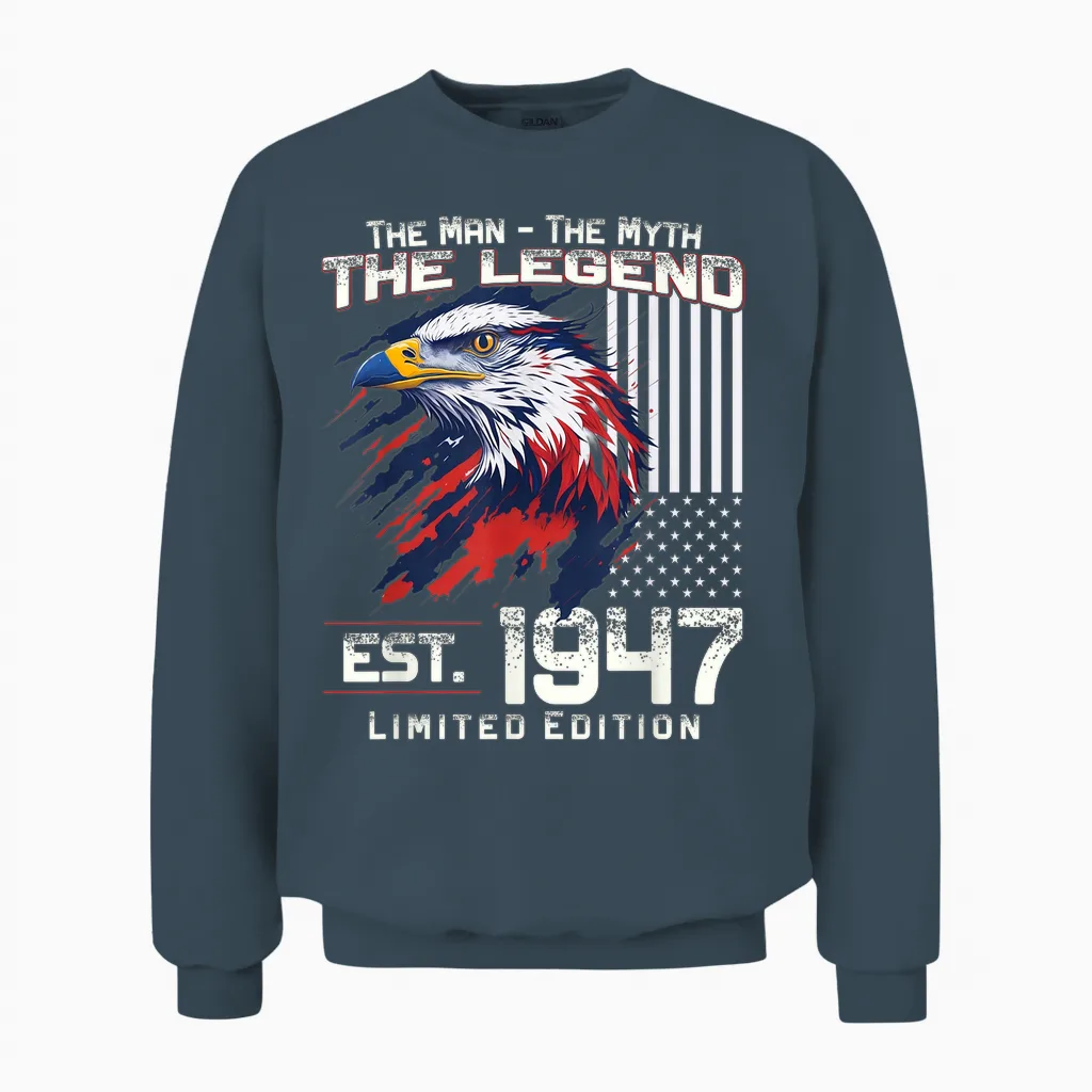 77th Birthday Men's Original Vintage 1947 Year 1947 Unisex Sweatshirt in Dark Heather