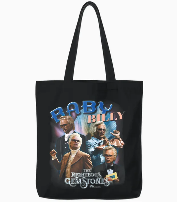 The Righteous Gemstones Baby Billy Heartthrob Tote Bags in Black