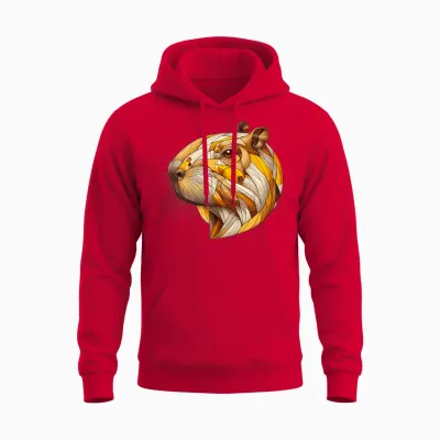 Kawaii Capybara Capybara Artistic Unique Animal Lover T-Shirt, White, S Unisex Hoodie - Red