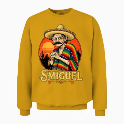 Smiguel Mexican Sombrero Vintage Mexican Culture Mashup Unisex Sweatshirt - Gold