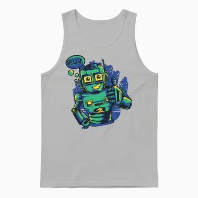 Hello Robot Unisex Tank Top - Ash
