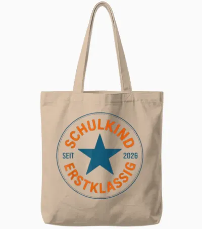 Schulkind 2026 Einschulung Stern Motiv Erstklassig Kinder Tote Bags - Natural