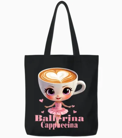 Funny Ballerina Cappuccina Tote Bags - Black