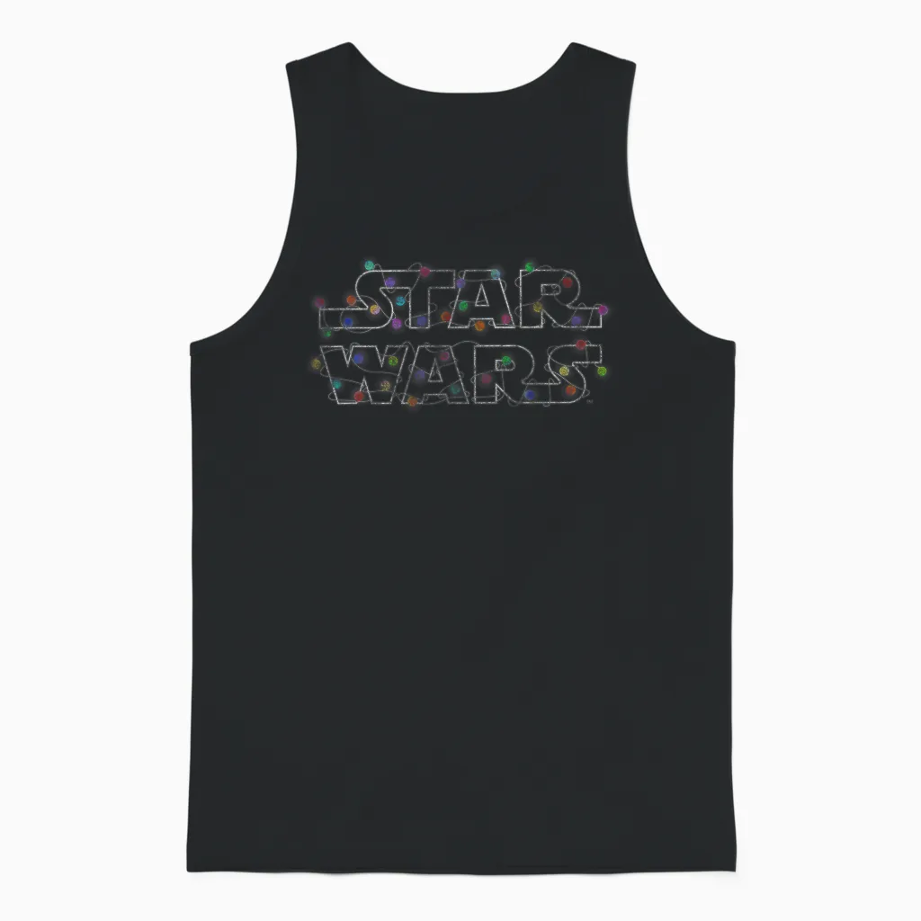 Star Wars Christmas Lights Logo Unisex Tank Top in Black
