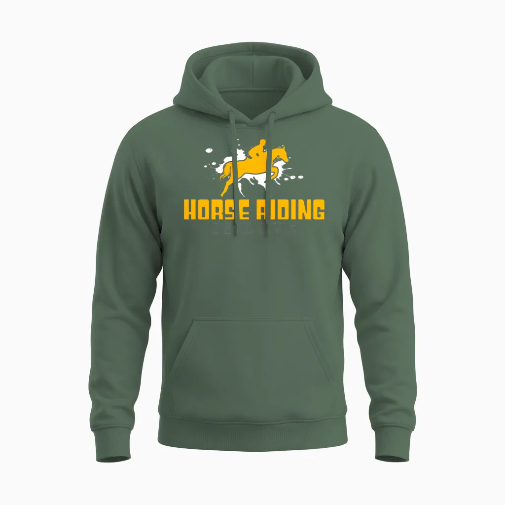 Horse Riding Is Love Lovers Unisex Hoodie in Military Green