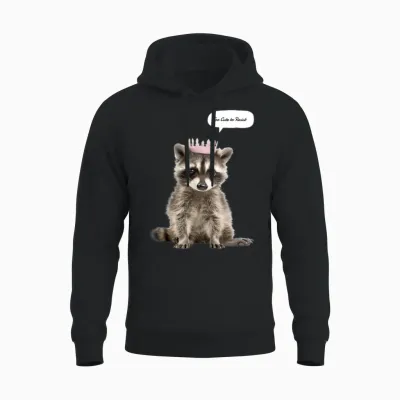 Too Cute to Resist Baby Raccoon Unisex Hoodie - Black