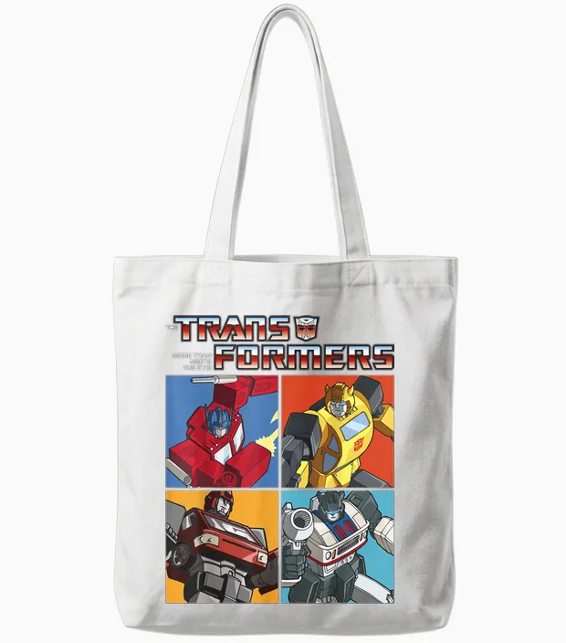 Transformers Retro Autobots Box Up Logo Tote Bags in White