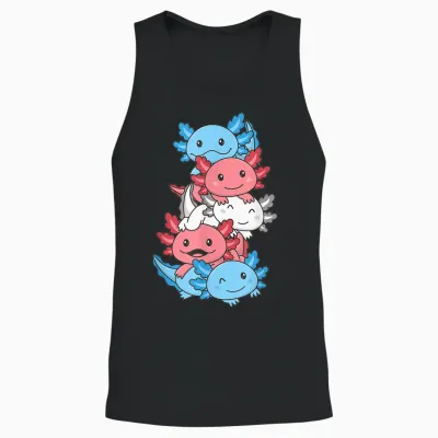 Cute Animals Lgbtq+ Pride Month Transgender Flagge Pride Monat Lgbtq Transgender Axolotl T-Shirt Schwarz Unisex Klein Eu S Klassisch Kurzarm Unisex Tank Top - Black