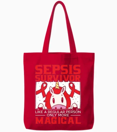 Unicorn Lover Sepsis Warrior Sepsis Awareness Tote Bags - Red