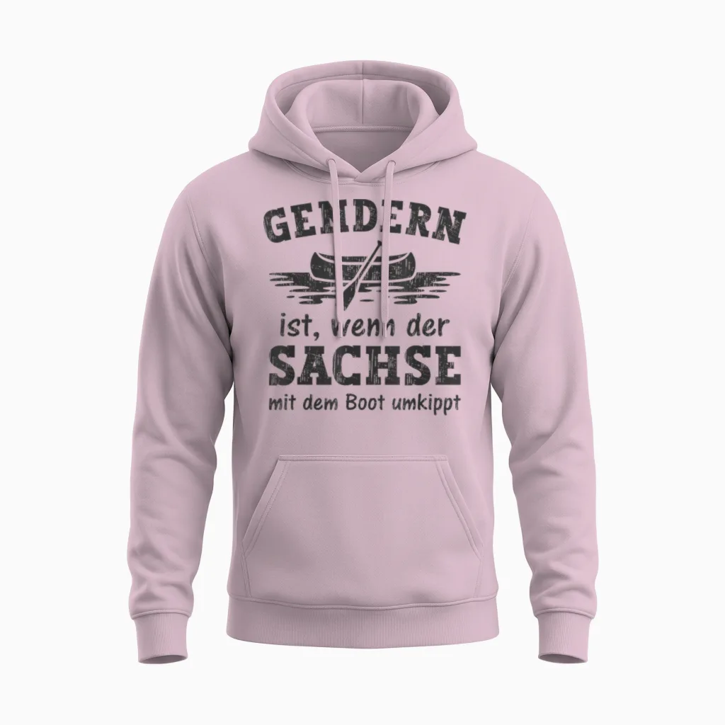 Gendern Ist Wenn Der Sachse Mit Dem Boot Umkippt Unisex Hoodie in Light Pink