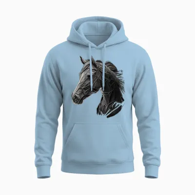 Reiten Kunst Tierdruck Pferd Motiv Pferd Unisex Hoodie - Light Blue