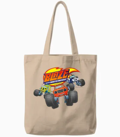 Children's Blaze - the Monster Machines T-Shirt, Black, S Tote Bags - Natural