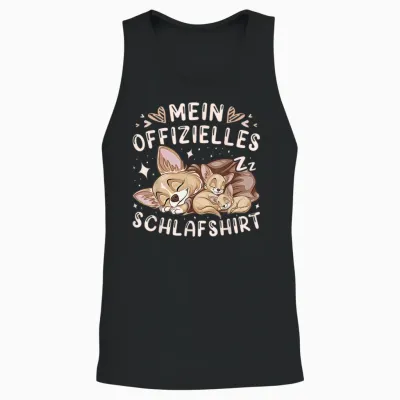 Mein Offizielles Schlafshirt, Chihuahua Hund Mit 2 Welpen Unisex Tank Top - Black