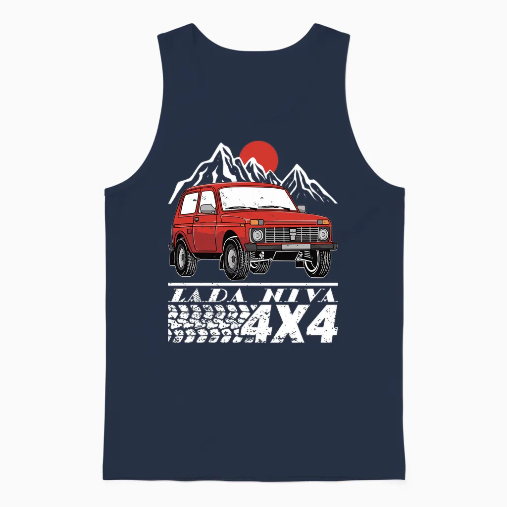 Lada Niva 4x4 Offroad Off-Road Vehicle Russia Ussr Long Sleeve, Black, S Unisex Tank Top in Navy