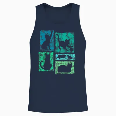 Retro-Katzen-Grafik Für Katze, Mutter Und Katze, Vater, Männer, Frauen, Kinder Unisex Tank Top - Navy