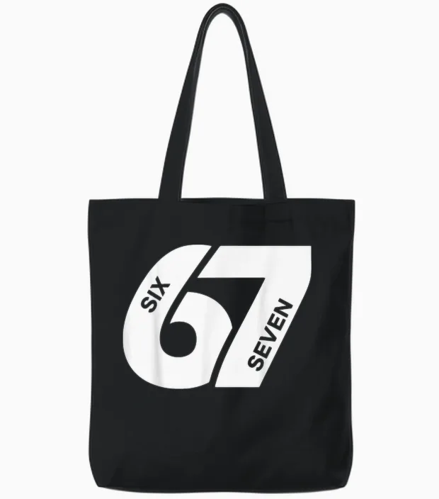 Number 6-7 Six Seven Men Women Boys Girls Tote Bags in Black