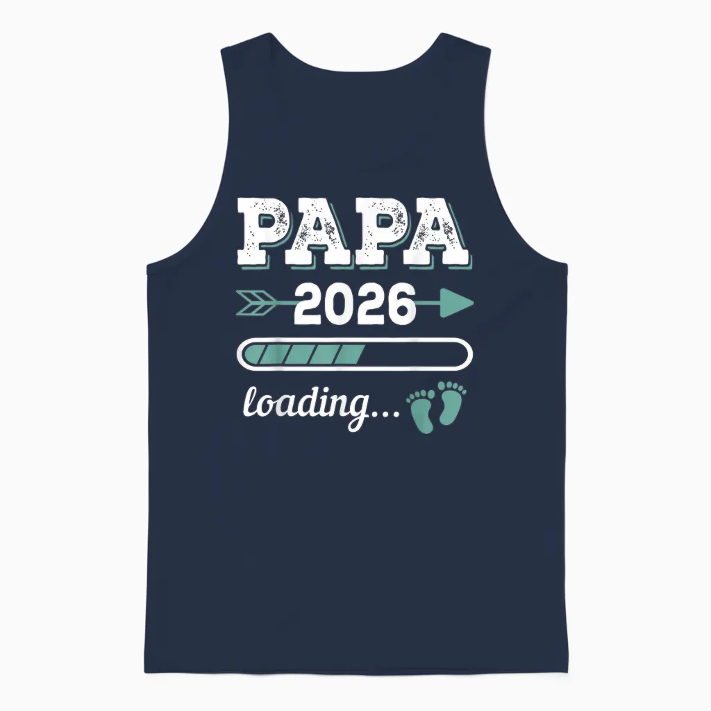 Papa 2026 Loading Zukünftiger Papa Werdender Vater 2026 Unisex Tank Top in Navy