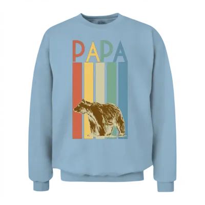 Papa Bear Retro Unisex Sweatshirt - Light Blue