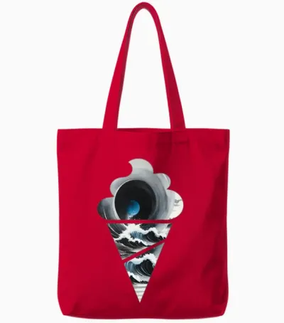 Ocean Wave Ice Cream Tote Bags - Red