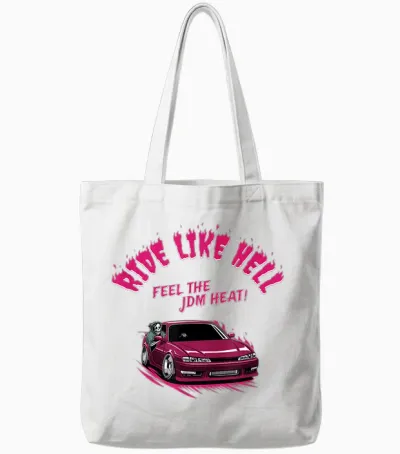 Jdm Voiture Rouge 240 S14 Avec Faucheuse – Légende Du Drift Tote Bags - White