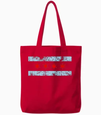 Chicago Flag Retro Distressed Tote Bags - Red