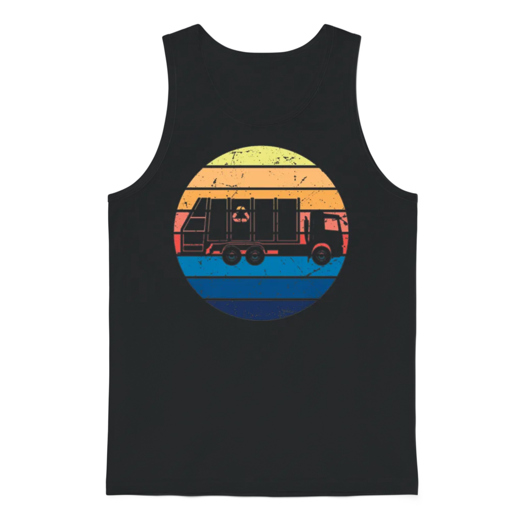 Garbage Truck Vintage Recycling Garbage Vehicles Unisex Tank Top - Black