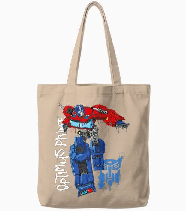 Transformers Optimus Prime Tote Bags in Natural