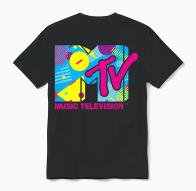 Mademark X Mtv - Mtv Logo Retro 1980s Spring Break Retro Unisex T-Shirt - Black