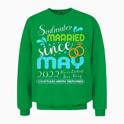 Married Since May 2022, 3rd Wedding Anniversary T-Shirt, Black, S Unisex Sweatshirt - Irish Green