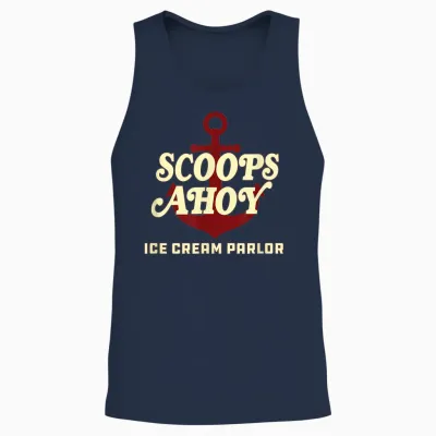 Stranger Things Scoops Ahoy Ice Cream Parlor Logo Unisex Tank Top - Navy