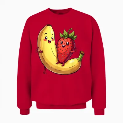 Erdbeere Banane Outfit Früchte Obst Kawaii Frucht Comic Unisex Sweatshirt - Red