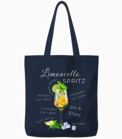 Spritz Limoncello Recipe Summer Cocktail T-Shirt, Black, S Tote Bags - Navy